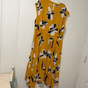 Who What Wear Mustard Floral High Low Dress